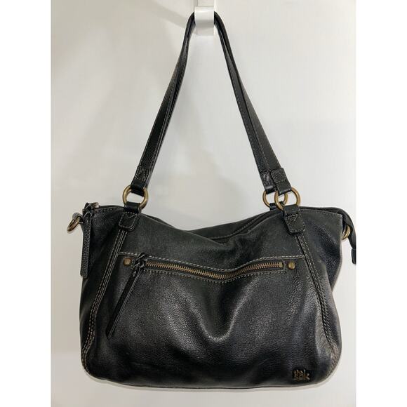 The Sak Genuine Leather Black Shoulder Handbag Convertible Satchel Medium - Picture 1 of 8